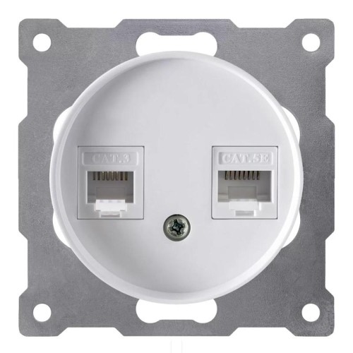 Розетка компьютерная + телефонная 2-м СП Florence RJ45 + RJ11 кат.5E механизм бел. (1E20801300) OneK