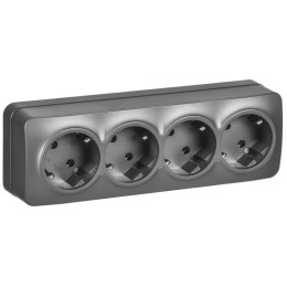 Розетка 4-м ОП GLORY РС24-3-ХСм 16А с заземл. без защ. шторок сталь матов. IEK ERH41-K46M-16