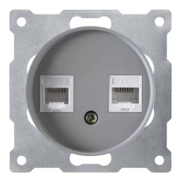 Розетка компьютерная + телефонная 2-м СП Florence RJ45 + RJ11 кат.5E механизм сер. (1E20801302) OneK