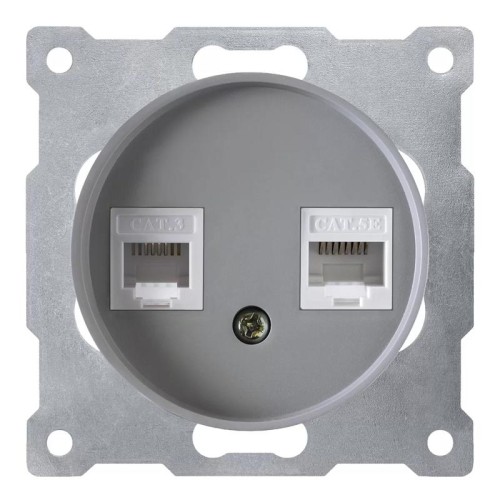 Розетка компьютерная + телефонная 2-м СП Florence RJ45 + RJ11 кат.5E механизм сер. (1E20801302) OneK