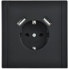 Розетка FORTE&PIANO FP145 16А USB A+A 3.1А с заземл. защ. шторки винт. крепл. черн. IEK FP-R14-16-U2