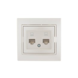 Розетка компьютерная 2-м СП Mira RJ45 16А IP20 со вставкой жемчуж./бел. перламутр. LEZARD 701-3030-1