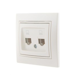 Розетка компьютерная 2-м СП Mira RJ45 16А IP20 со вставкой жемчуж./бел. перламутр. LEZARD 701-3030-1