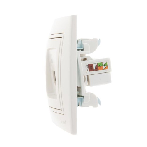 Розетка компьютерная 2-м СП Mira RJ45 16А IP20 со вставкой жемчуж./бел. перламутр. LEZARD 701-3030-1