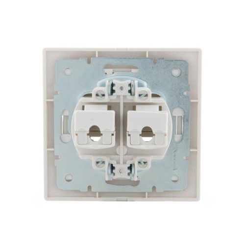 Розетка компьютерная 2-м СП Mira RJ45 16А IP20 со вставкой жемчуж./бел. перламутр. LEZARD 701-3030-1