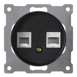 Розетка компьютерная + телефонная 2-м СП Florence RJ45 + RJ11 кат.5E механизм черн. (1E20801303) One