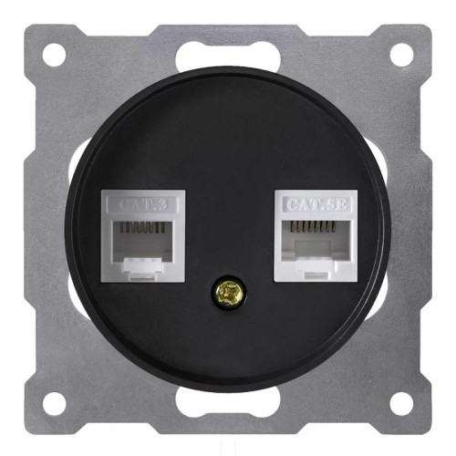 Розетка компьютерная + телефонная 2-м СП Florence RJ45 + RJ11 кат.5E механизм черн. (1E20801303) One