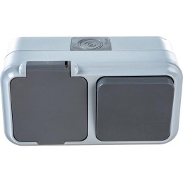 Блок ОП (розетка с заземл. + 1-кл. выкл.) IP44 сер. Bylectrica В-РЦ-657(03)