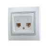 Розетка компьютерная + телефонная 2-м СП Mira RJ45 + RJ11 IP20 с сер. вставкой бел. LEZARD 701-0215-
