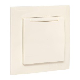 Розетка 1-м СП Валенсия 16А с заземл. с крышкой защ. шторки крем. PROxima EKF EWV10-124-20