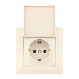 Розетка 1-м СП Валенсия 16А с заземл. с крышкой защ. шторки крем. PROxima EKF EWV10-124-20