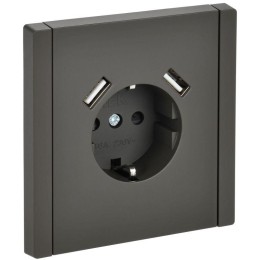 Розетка FORTE&PIANO FP345 16А USB A+A 3.1А с заземл. защ. шторки винт. крепл. сер. IEK FP-R14-16-U21