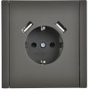 Розетка FORTE&PIANO FP345 16А USB A+A 3.1А с заземл. защ. шторки винт. крепл. сер. IEK FP-R14-16-U21