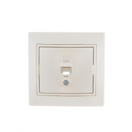 Розетка компьютерная 1-м СП Mira RJ45 16А IP20 со вставкой жемчуж./бел. перламутр. LEZARD 701-3030-1