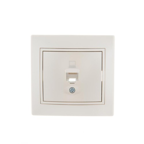 Розетка компьютерная 1-м СП Mira RJ45 16А IP20 со вставкой жемчуж./бел. перламутр. LEZARD 701-3030-1