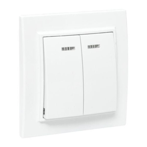 Выключатель 2-кл. СП Минск 10А IP20 с индикатором бел. Basic EKF ERV10-123-10