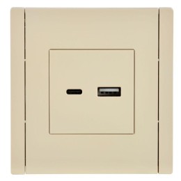 Розетка USB A+C 18Вт FORTE&PIANO FP451 ваниль IEK FP-U22-018-K10