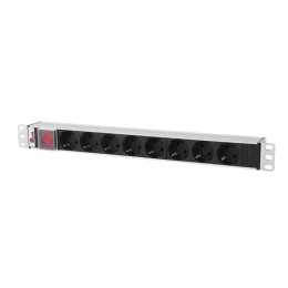 Блок розеток Rem-10 с выкл. 8 Sсhuko 10А алюм. 19дюйм шнур 1.8м IEC 60320 C14 R-10-8S-V-440-1.8 Rem
