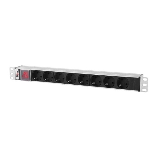 Блок розеток Rem-10 с выкл. 8 Sсhuko 10А алюм. 19дюйм шнур 1.8м IEC 60320 C14 R-10-8S-V-440-1.8 Rem