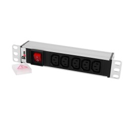 Блок розеток Rem-10 без шнура с выкл. 5 IEC 60320 C13 вход IEC 60320 C14 10А алюм. 10дюйм R-10-5C13-