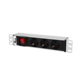 Блок розеток Rem-10 без шнура с выкл. 3 Sсhuko вход IEC 60320 C14 10А алюм. 10дюйм R-10-3S-V-220-Z R