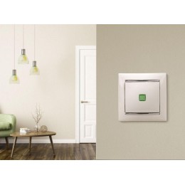 Выключатель 1-кл. СП Valena 10А IP31 250В с зел. индикацией механизм бел. Leg 774410