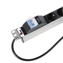 Блок розеток вертикальный Rem-16 с авт. 16А10 Schuko 10 IEC 60320 C19 16А алюм. 33-38U шнур 3м R-16-