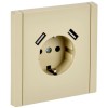 Розетка FORTE&PIANO FP445 16А USB A+A 3.1А с заземл. защ. шторки винт. крепл. ваниль IEK FP-R14-16-U