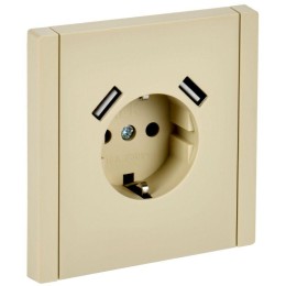 Розетка FORTE&PIANO FP445 16А USB A+A 3.1А с заземл. защ. шторки винт. крепл. ваниль IEK FP-R14-16-U
