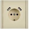 Розетка FORTE&PIANO FP445 16А USB A+A 3.1А с заземл. защ. шторки винт. крепл. ваниль IEK FP-R14-16-U