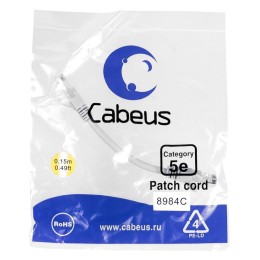 Патч-корд U/UTP кат.5E PC-UTP-RJ45-Cat.5e-0.15m 2xRJ45/8p8c неэкранир. PVC 0.15м сер. Cabeus 8984c