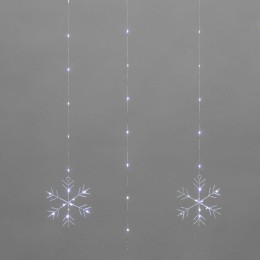 Гирлянда светодиодный занавес из росы с фигурами снежинок IP20 USB + пульт управления бел. Neon-Nigh