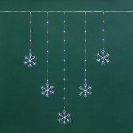 Гирлянда светодиодный занавес из росы с фигурами снежинок IP20 USB + пульт управления бел. Neon-Nigh