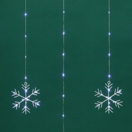 Гирлянда светодиодный занавес из росы с фигурами снежинок IP20 USB + пульт управления бел. Neon-Nigh