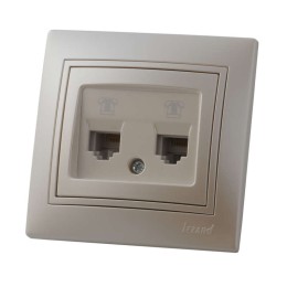 Розетка телефонная 2-м СП Mira RJ11 16А IP20 евро стандарт со вставкой жемчуж./бел. перламутр. LEZAR
