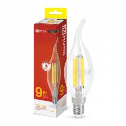 Лампа светодиодная LED-СВЕЧА НА ВЕТРУ-deco 9Вт свеча на ветру прозрачная 3000К тепл. бел. E14 1040лм