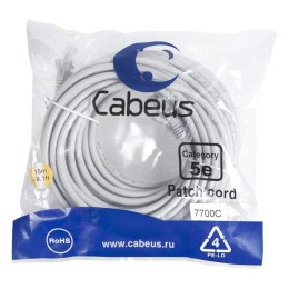 Патч-корд U/UTP кат.5E PC-UTP-RJ45-Cat.5e-15m 2xRJ45/8p8c неэкранир. PVC 15м сер. Cabeus 7700c