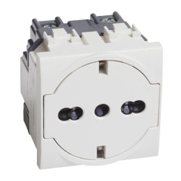 Розетка 1-м СП 2мод. LivingLight 16А IP20 250В 2P+E немецк./итальянск. стандарт бел. Leg BTC N4140/1