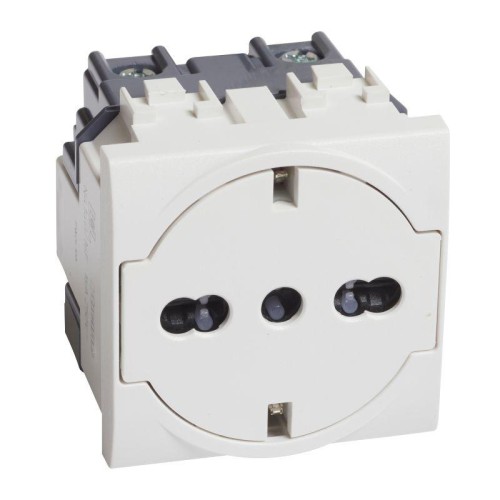 Розетка 1-м СП 2мод. LivingLight 16А IP20 250В 2P+E немецк./итальянск. стандарт бел. Leg BTC N4140/1