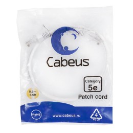 Патч-корд U/UTP кат.5E PC-UTP-RJ45-Cat.5e-0.5m-WH 2xRJ45/8p8c неэкранир. PVC 0.5м бел. Cabeus 7665c