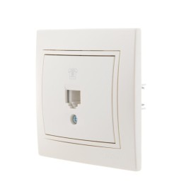 Розетка телефонная 1-м СП Mira RJ11 16А IP20 евро стандарт со вставкой жемчуж./бел. перламутр. LEZAR