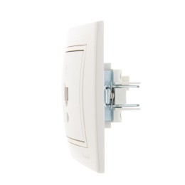 Розетка телефонная 1-м СП Mira RJ11 16А IP20 евро стандарт со вставкой жемчуж./бел. перламутр. LEZAR