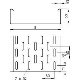 Лоток листовой перфорированный 50х60 L3000 сталь 1мм MKS 605 FS OBO 6055052