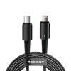 Кабель Type-C-Lightning для Apple 3А 1м черн. нейлон. оплетка световая индикация Rexant 18-7069