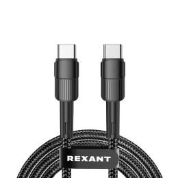 Кабель Type-C-Type-C 5А 100Вт 1м черн. нейлон. оплетка Rexant 18-7072