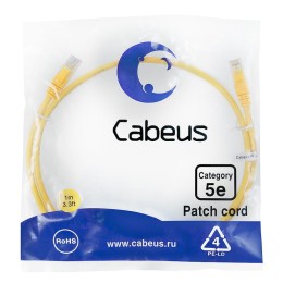 Патч-корд U/UTP кат.5E PC-UTP-RJ45-Cat.5e-1m-YL 2xRJ45/8p8c неэкранир. PVC 1м желт. Cabeus 7673c