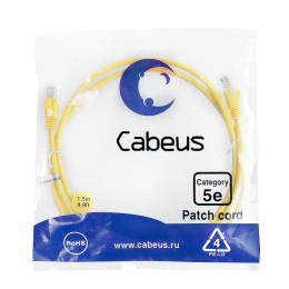 Патч-корд U/UTP кат.5E PC-UTP-RJ45-Cat.5e-1.5m-YL 2xRJ45/8p8c неэкранир. PVC 1.5м желт. Cabeus 7695c