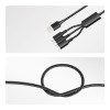 Кабель USB 3в1 Type-С (6А) Lightning (2.4А) micro USB (3А) 1.2м черн. оплетка световая индикация Rex