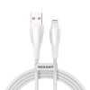 Кабель USB-A-Lightning для Apple 2.4А 1м бел. нейлон. оплетка Rexant 18-7061