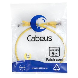 Патч-корд U/UTP кат.5E PC-UTP-RJ45-Cat.5e-0.5m-YL-LSZH 2xRJ45/8p8c неэкранир. LSZH 0.5м желт. Cabeus